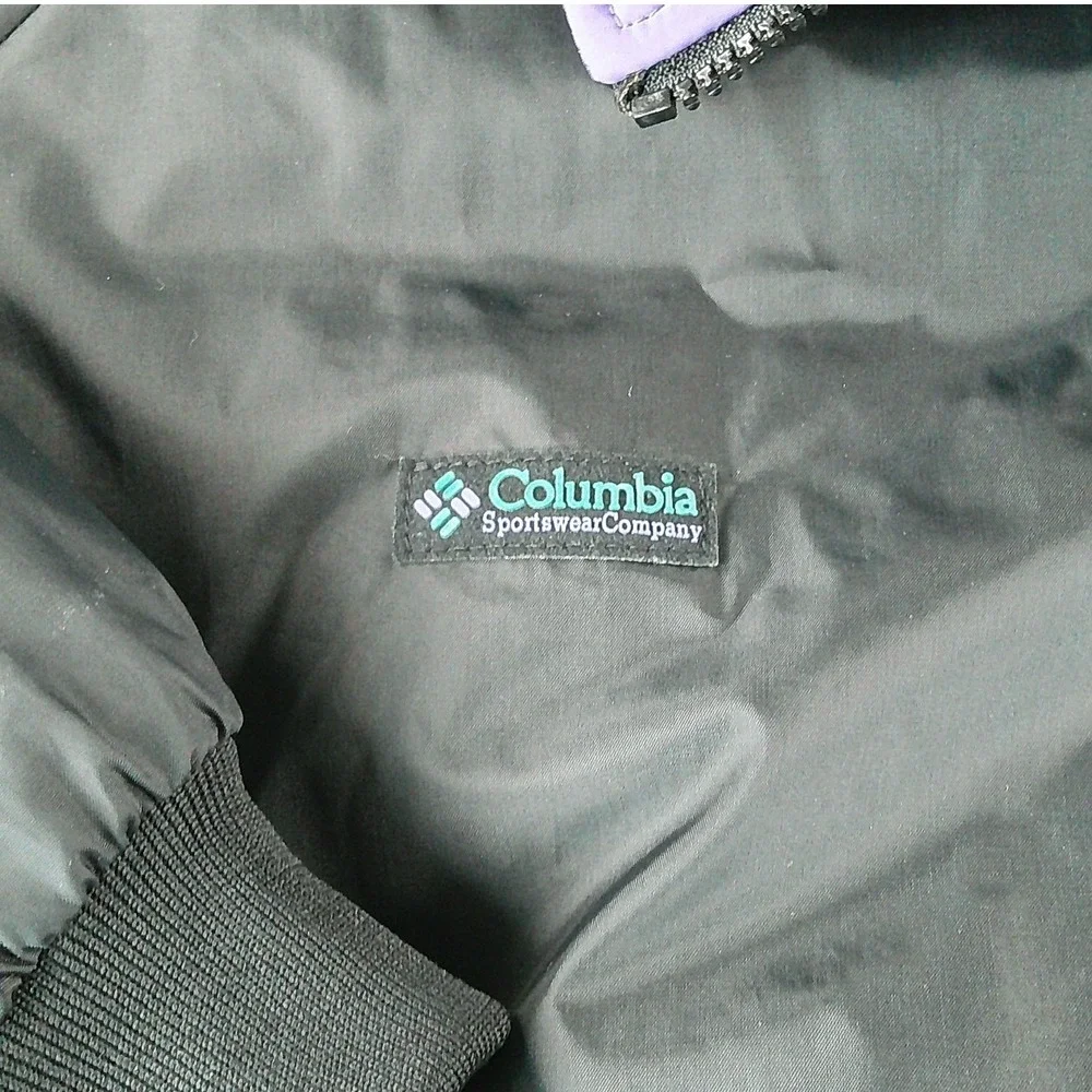 Vintage 90's Columbia Reversible Bomber Jacket Mens XXL Black Purple Thinsulate